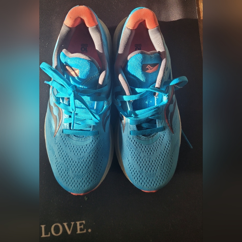 Saucony Vibrant Blue and Coral Sneakers